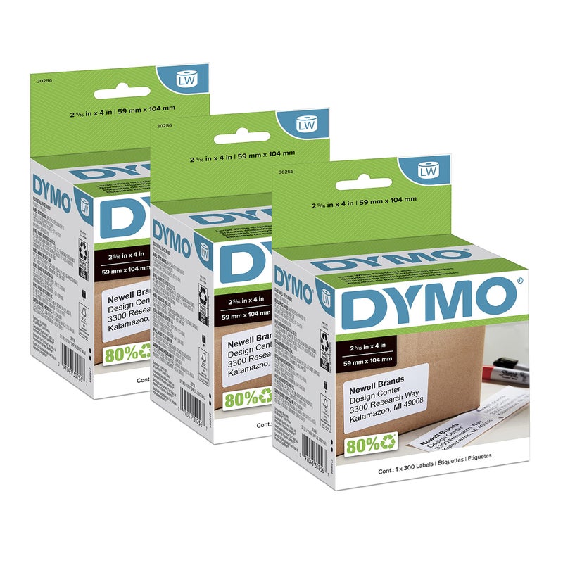 DYMO Authentic LW Large Shipping Labels for LabelWriter Label Printers Print Up to 6Line Addresses 2516 x 4 3 Rolls of 300 900 Total