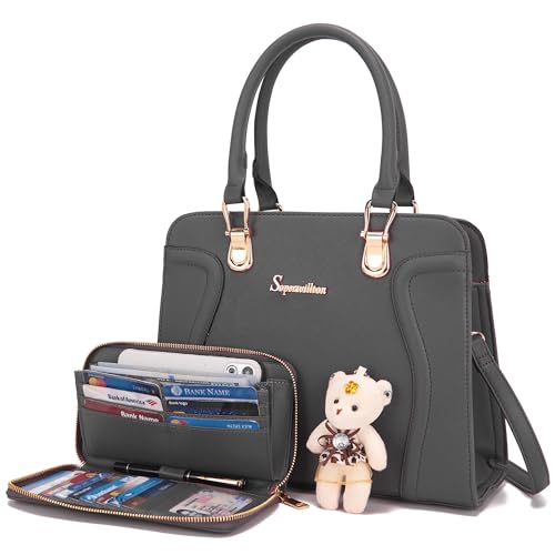 Soperwillton Purses Women Fashion Handbags Tote Bag Top Handle Shoulder Satchel Purse Ladies Wallet Set 2pcs - Image 1