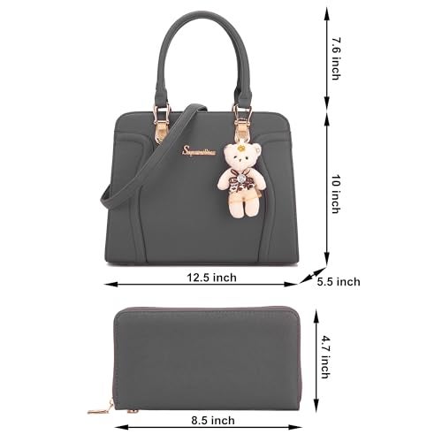 Soperwillton Purses Women Fashion Handbags Tote Bag Top Handle Shoulder Satchel Purse Ladies Wallet Set 2pcs - Image 5