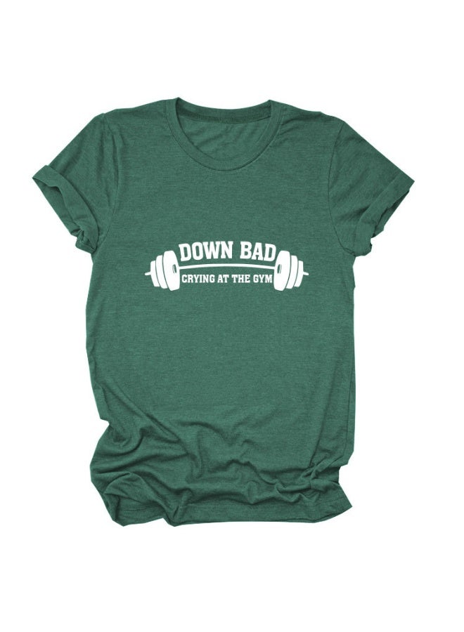 Womens Workout Crewneck T-Shirt Funny Fitness Short Sleeve Tee - Image 1