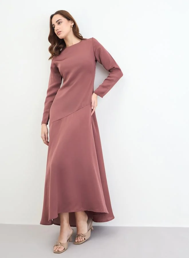 Styli Ruffle Long Sleeves A-Line Maxi Dress