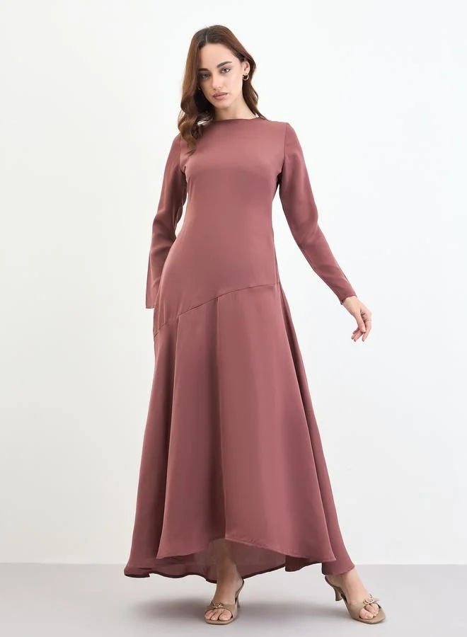 Ruffle Long Sleeves A-Line Maxi Dress
