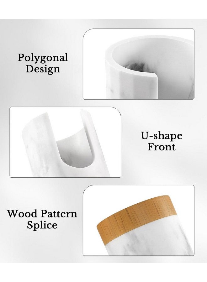 Luxspire Bathroom Cup Dispenser, 3oz Dixie Cup Dispenser, Marble Resin Dixie Cup Holder, Disposable Paper Cup Holder for Bathroom, Cotton Pad Holder, Guest Bathroom Essentials, Marble White - Image 4