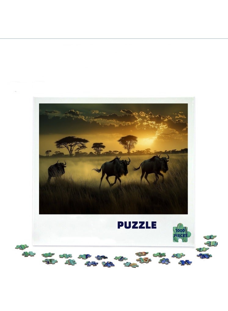 Anna 1000-Piece Dusk Prairie Herd Landscape Jigsaw Puzzle - Image 1