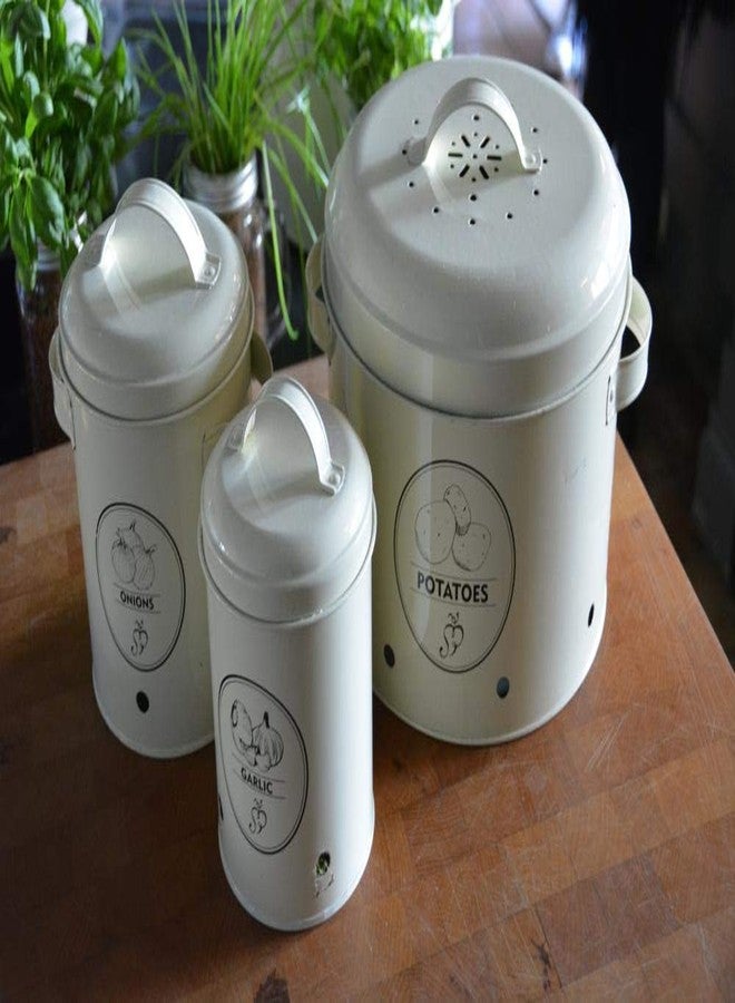 Esschert Design Potato Storage Tin, Metal,White - Image 2