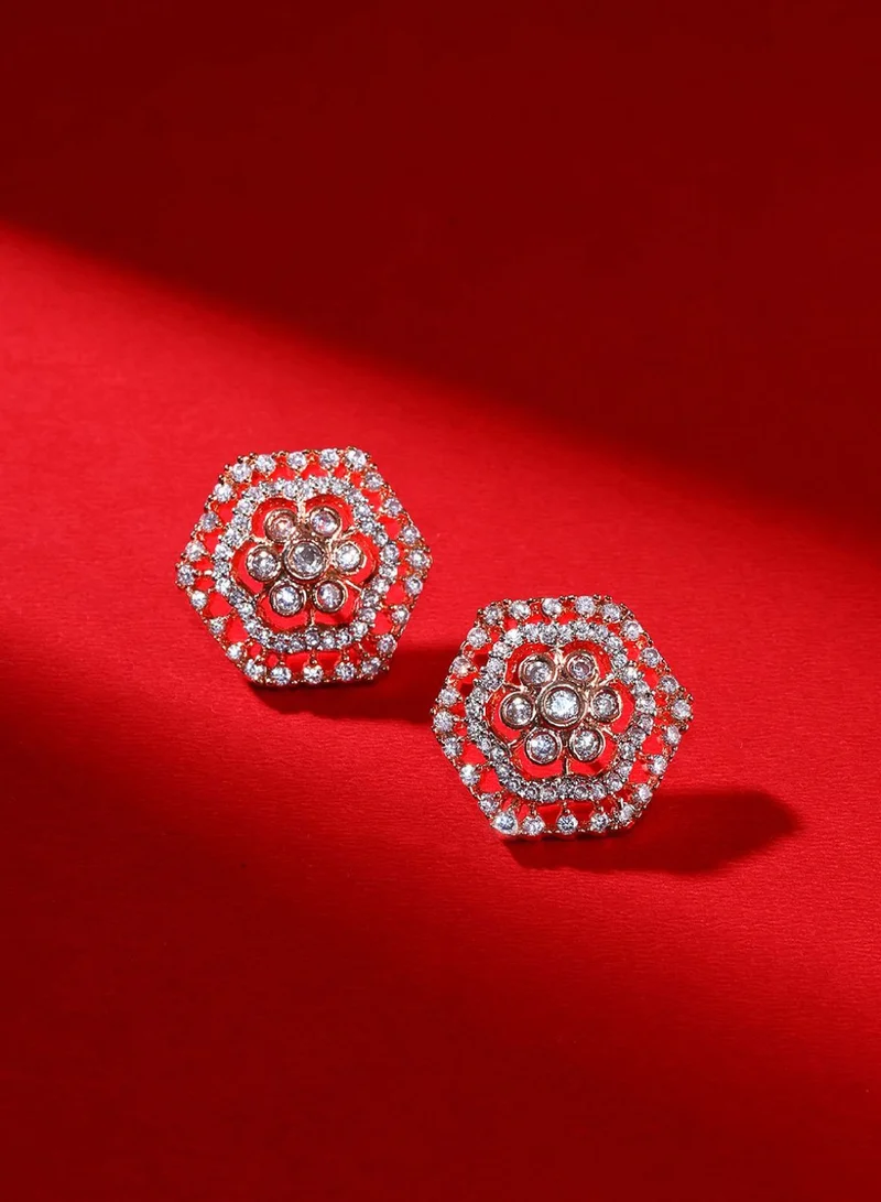 Priyaasi Rose Plated Contemporary Studs