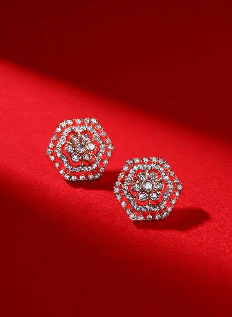 Priyaasi Rose Plated Contemporary Studs