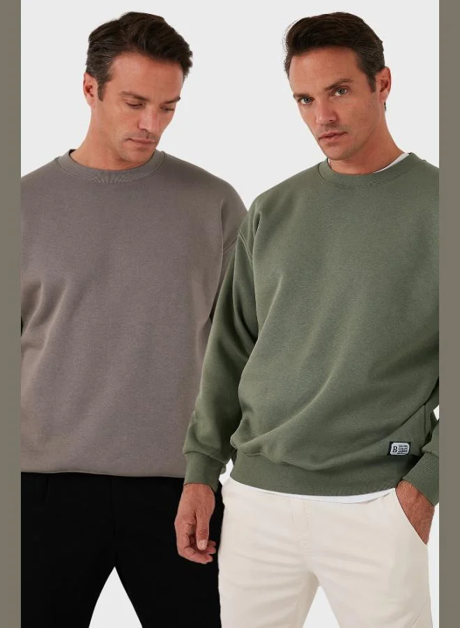Buratti Regular Fit Crew Neck Fleece Lined 2-Pack Men's Sweatshirt 5905255S2