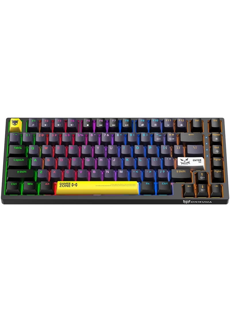 onikuma G58 82 Keys Tan Switch Mechanical Gaming Keyboard 75% Mini Wired Waterproof Backlit Silent Black RGB Color for PC/Ps4/Xbox Gamers - Image 1