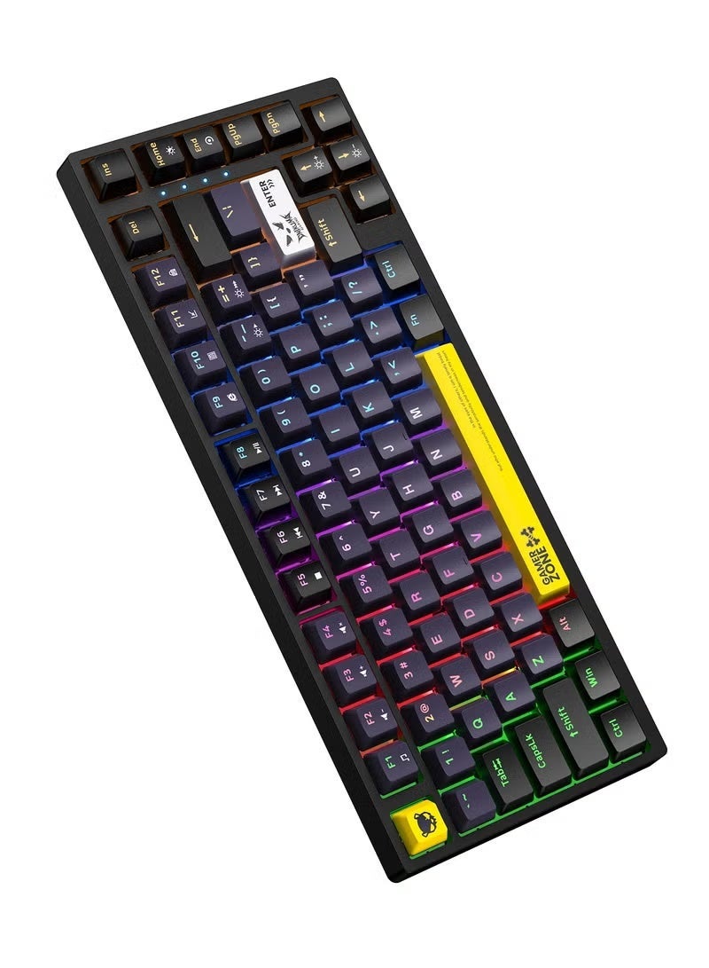 onikuma G58 82 Keys Tan Switch Mechanical Gaming Keyboard 75% Mini Wired Waterproof Backlit Silent Black RGB Color for PC/Ps4/Xbox Gamers - Image 3