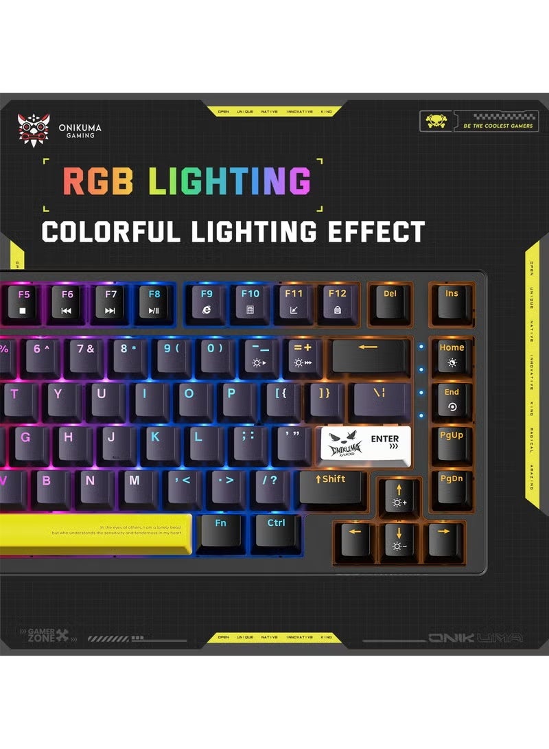 onikuma G58 82 Keys Tan Switch Mechanical Gaming Keyboard 75% Mini Wired Waterproof Backlit Silent Black RGB Color for PC/Ps4/Xbox Gamers - Image 5