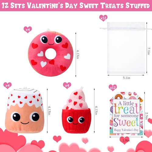 Silipull 12 Pcs Valentines Day Stuffed Plush Gifts 4 Holiday Plush Sweet Treats for Valentines Party Favor Gift Box Stuffers Events - Image 5