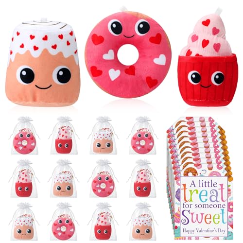 Silipull 12 Pcs Valentines Day Stuffed Plush Gifts 4 Holiday Plush Sweet Treats for Valentines Party Favor Gift Box Stuffers Events - Image 1