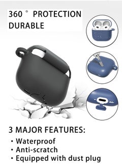 يونك 2024 الجيل الرابع airpods شحن غطاء مربع ، 360 درجة حماية للماء + المضادة للخدش + مجهزة المكونات الغبار ، سميكة ودائمة ، الصف الغذاء سيليكون تلميع تصميم متكامل ، مع تنظيف الأقلام والأزرار ، أسود  - Image 2