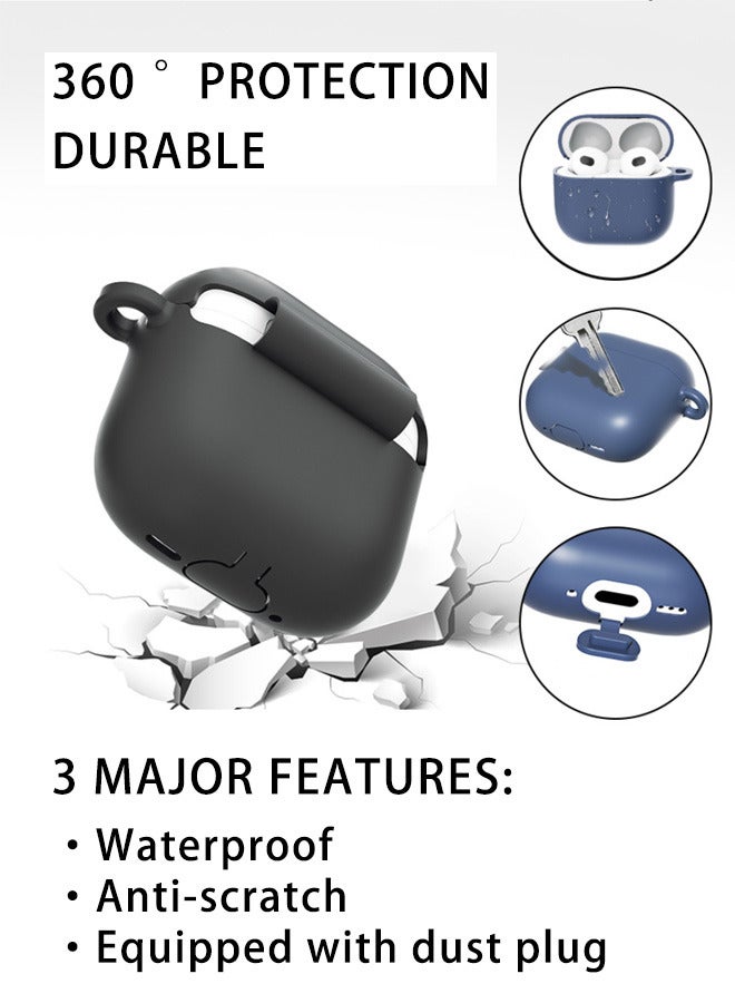 YONK Charging Case Cover for AirPods 4th Generation 2024, 360° Protection-Waterproof+Anti-scratch+Equipped with Dust Plug, Thick and Durable,Food Grade Silicone Polishing Integrated Design,with Clean Pen and Buckle, Black  - Image 2