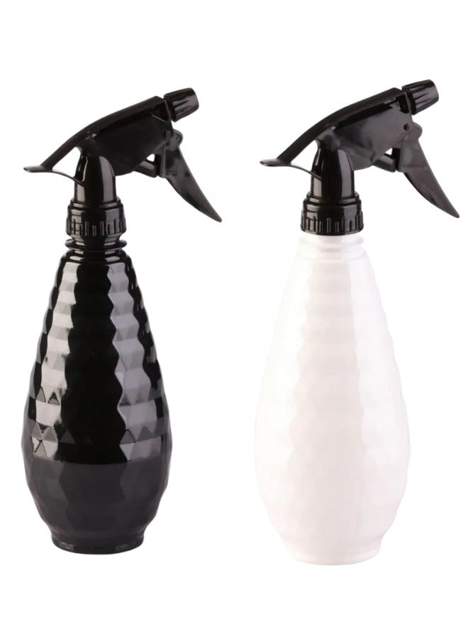 Generic Black and White Sprayer Set - 500ml - 2-Piece Plastic Spray Bottles, Multipurpose for Hair, Cleaning Solutions, and Plants with Adjustable Nozzle