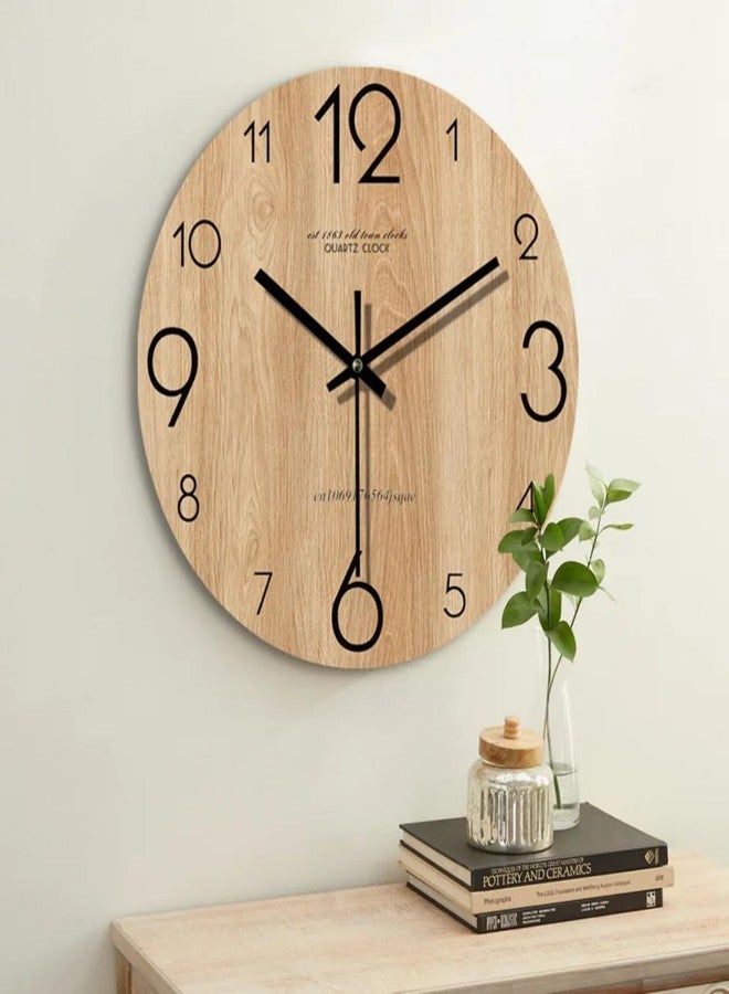 Gkwet 12 inch Vintage Wood Grain Simple Wall Clocks Silent Creative Living Room Decoration Wall Clock Modern Home Kitchen Wall Decor Clocks (E) - Image 2