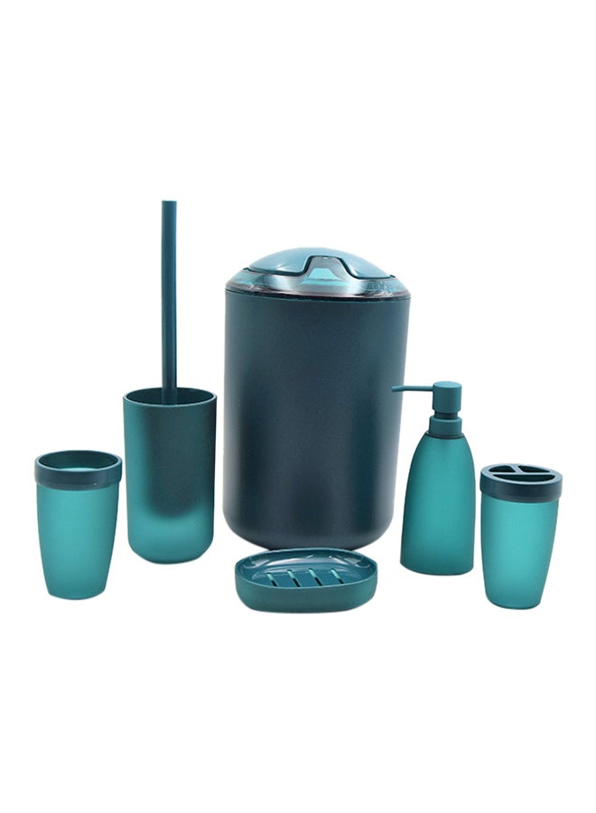 اليشمك طقم أدوات للحمام بتصميم ناعم مكون من 6 قطع فيروزي - Image 1