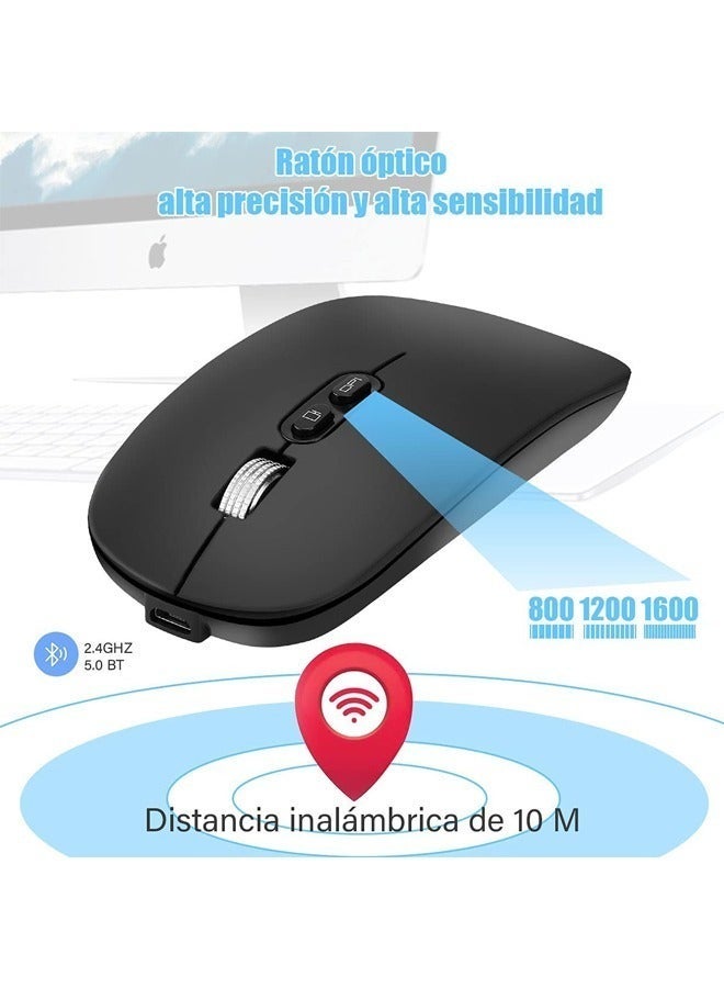 Captaintech Dual Mode Wireless Mouse – Bluetooth u0026 2.4G USB for Laptop/iPad/PC (MacOS/Windows/Android) | Includes USB Receiver - Image 4