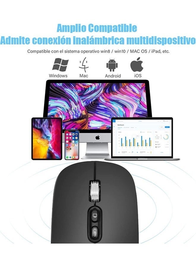 Captaintech Dual Mode Wireless Mouse – Bluetooth u0026 2.4G USB for Laptop/iPad/PC (MacOS/Windows/Android) | Includes USB Receiver - Image 2