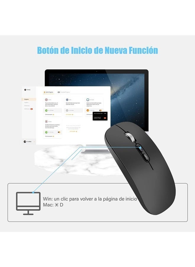 Captaintech Dual Mode Wireless Mouse – Bluetooth u0026 2.4G USB for Laptop/iPad/PC (MacOS/Windows/Android) | Includes USB Receiver - Image 3