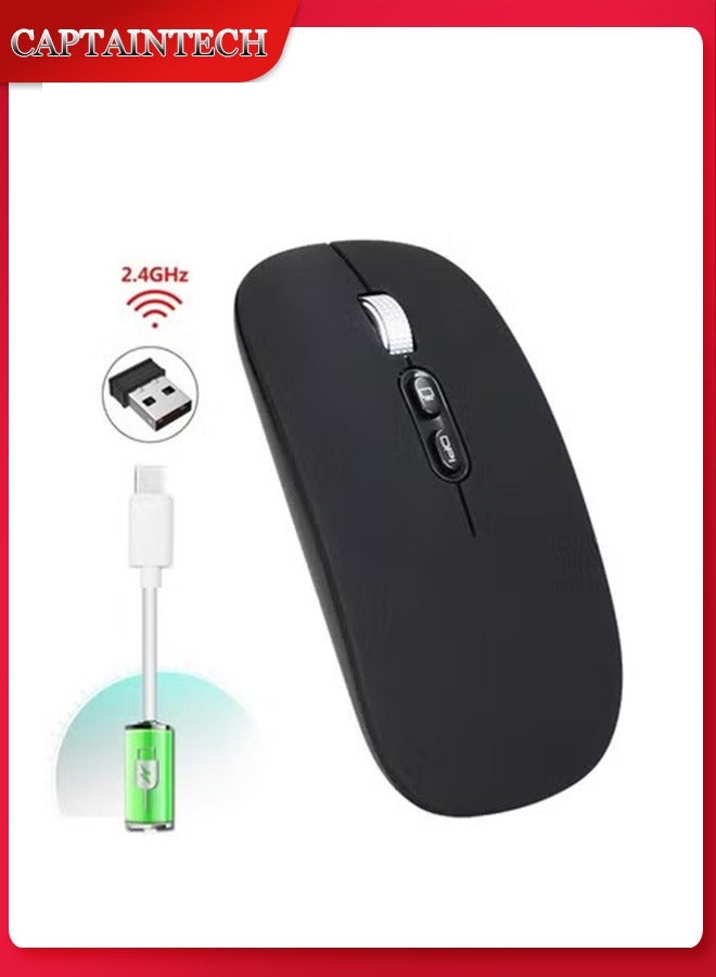 Captaintech Dual Mode Wireless Mouse – Bluetooth u0026 2.4G USB for Laptop/iPad/PC (MacOS/Windows/Android) | Includes USB Receiver - Image 1