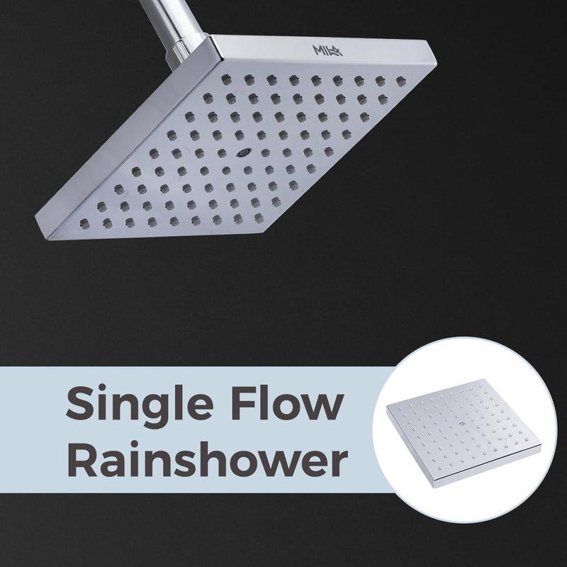 Mila India MILA Floro Rain Shower MSXX0302CM Shower Head surface with a Chrome face and a Grey back cover Rain Shower with Air Pressure 150 150mm - Image 2