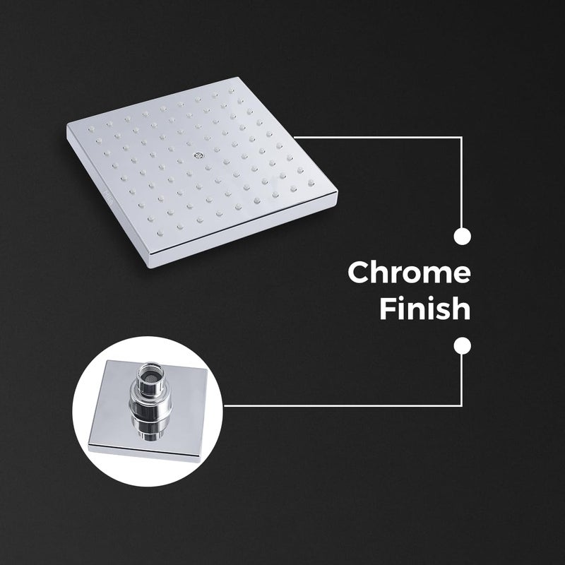 Mila India MILA Floro Rain Shower MSXX0302CM Shower Head surface with a Chrome face and a Grey back cover Rain Shower with Air Pressure 150 150mm - Image 3
