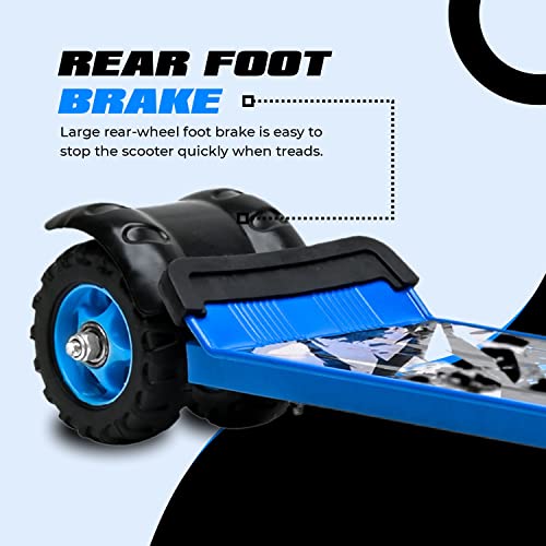 KIDBITKART Kick Steel Scooter for Kids, 3 Adjustable Height Scooter, Foldable & Attractive PVC Wheels with Rare Brakes for Kids Age Upto 3+ Years Strong Steel Base Heavy Dute Upto 70kg (with Shocker) (Blue) - Image 5