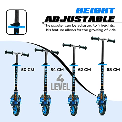 KIDBITKART Kick Steel Scooter for Kids, 3 Adjustable Height Scooter, Foldable & Attractive PVC Wheels with Rare Brakes for Kids Age Upto 3+ Years Strong Steel Base Heavy Dute Upto 70kg (with Shocker) (Blue) - Image 4
