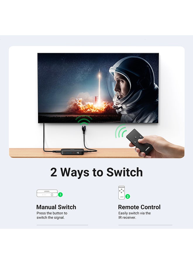 يو جرين محول تبديل 3 في 1 بمخرج HDMI، يدعم الموزع التبديل السهل بدقة 4K والنطاق الديناميكي العالي والدقة ثلاثية الأبعاد والمحتوى الرقمي ذا النطاق الترددي العالي (HDCP) ومتوافق مع تي في بوكس وجهاز الألعاب بلايستيشن 4 وإكس بوكس وأجهزة اللابتوب وأجهزة الكمبيوتر وأجهزة التلفزيون عالية الوضوح والبروجيكتور وشاشات العرض وما إلى ذلك - Image 2