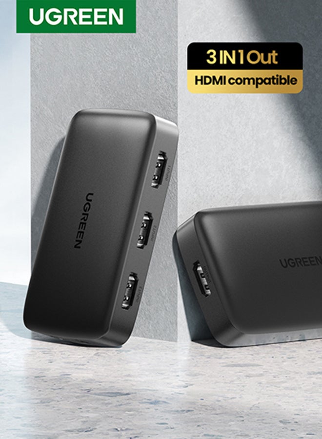 يو جرين محول تبديل 3 في 1 بمخرج HDMI، يدعم الموزع التبديل السهل بدقة 4K والنطاق الديناميكي العالي والدقة ثلاثية الأبعاد والمحتوى الرقمي ذا النطاق الترددي العالي (HDCP) ومتوافق مع تي في بوكس وجهاز الألعاب بلايستيشن 4 وإكس بوكس وأجهزة اللابتوب وأجهزة الكمبيوتر وأجهزة التلفزيون عالية الوضوح والبروجيكتور وشاشات العرض وما إلى ذلك - Image 1