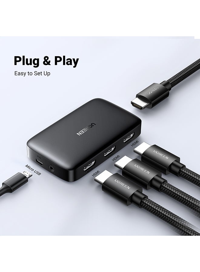 يو جرين محول تبديل 3 في 1 بمخرج HDMI، يدعم الموزع التبديل السهل بدقة 4K والنطاق الديناميكي العالي والدقة ثلاثية الأبعاد والمحتوى الرقمي ذا النطاق الترددي العالي (HDCP) ومتوافق مع تي في بوكس وجهاز الألعاب بلايستيشن 4 وإكس بوكس وأجهزة اللابتوب وأجهزة الكمبيوتر وأجهزة التلفزيون عالية الوضوح والبروجيكتور وشاشات العرض وما إلى ذلك - Image 3