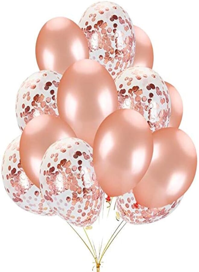 Cool Baby 16 PCS Balloons Decorations Set Include Rose Gold Latex Balloons and Foil Confetti Filled Balloons for Birthday Wedding Baby Shower Party Decorations Supplies