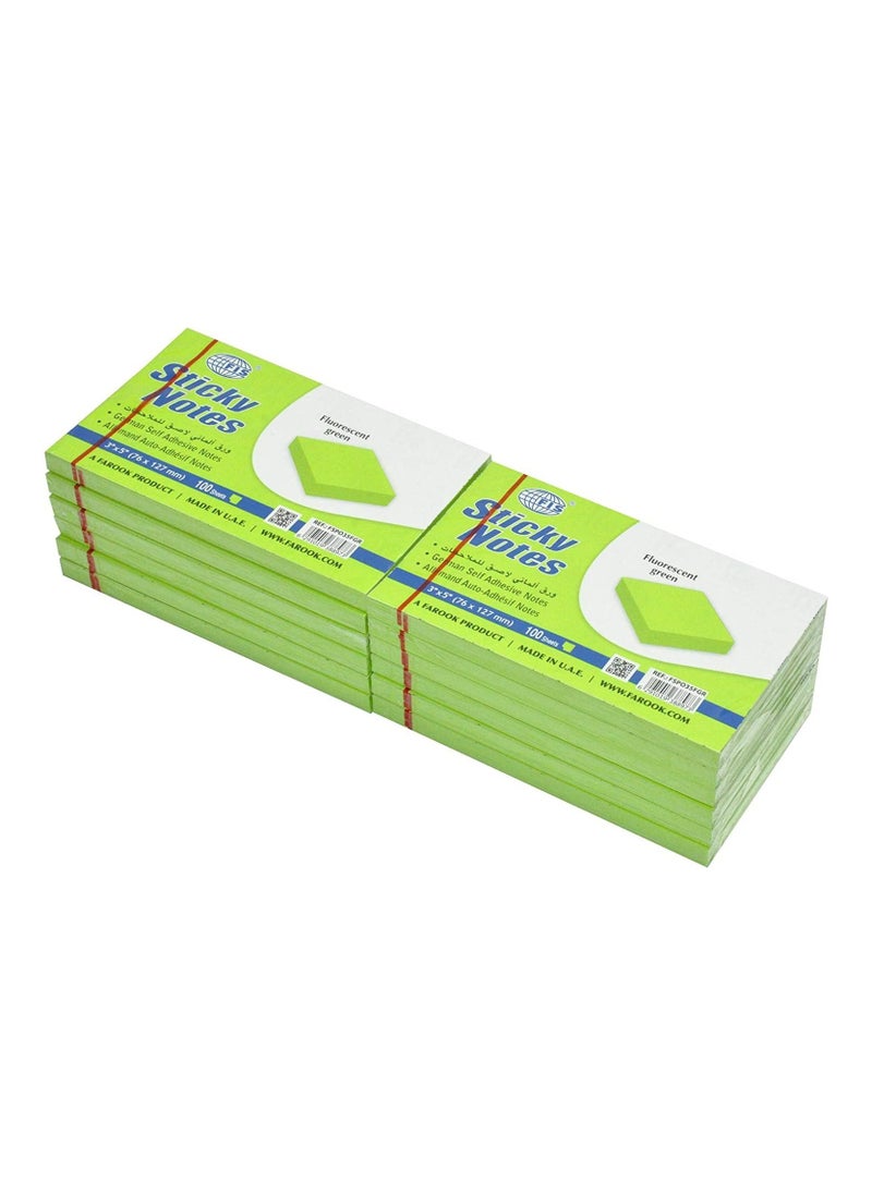 FIS FIS Sticky Note, Fluorescent Green Colours, Size 3 x 5 Inch, 100 Sheets, Quantity per Pack 12 - FSPO35FGR  - Image 1