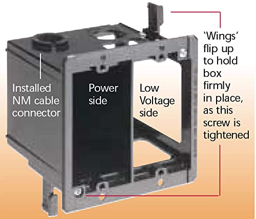 iMBAPrice IMBA-LVDR2-1 2-Gang Cut-in Combo Electrical Power and Low-Voltage/Old Work Box for Existing Construction, 1-Pack - Image 3
