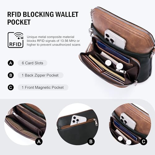 Roulens Crossbody Purse for Women Vegan Leather Medium Crossbody Wallet Bag for Travel Women Shoulder Handbags with Tassel - Image 3