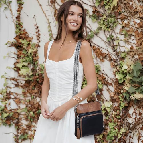 Roulens Crossbody Purse for Women Vegan Leather Medium Crossbody Wallet Bag for Travel Women Shoulder Handbags with Tassel - Image 2