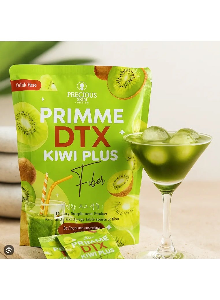 Precious Skin مشروب فايبر كيوي بلس من PRIMME DTX – مستخلص كيوي طبيعي، مكمل ديتوكس عالي الألياف لصحة الجهاز الهضمي وإدارة الوزن – 10 أكياس - Image 1
