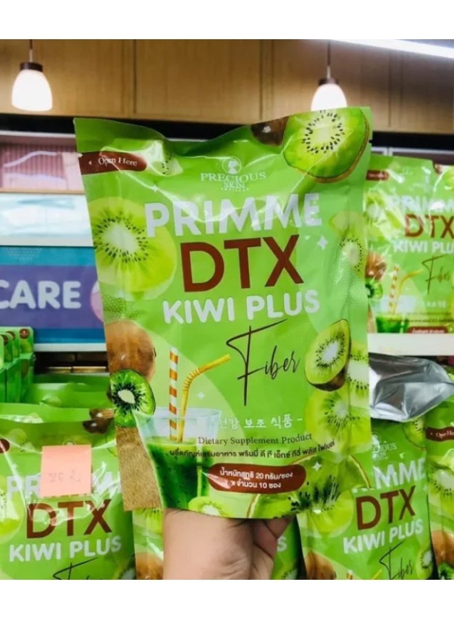 Precious Skin مشروب فايبر كيوي بلس من PRIMME DTX – مستخلص كيوي طبيعي، مكمل ديتوكس عالي الألياف لصحة الجهاز الهضمي وإدارة الوزن – 10 أكياس - Image 2