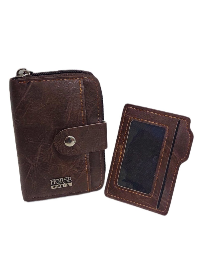Small unisex leather wallet with extra separated card holder