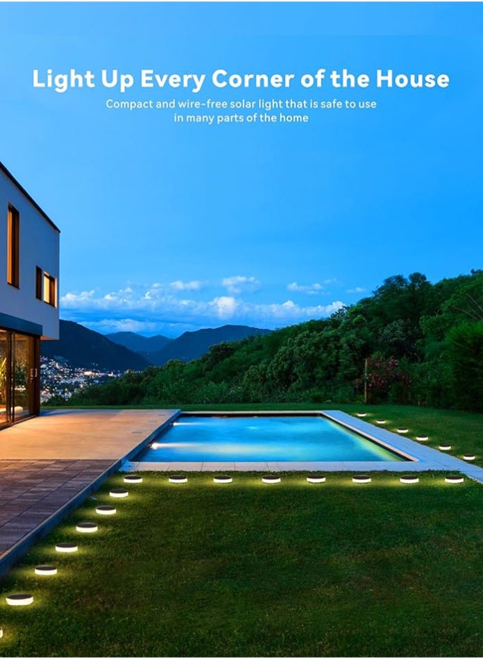 Vmax 1-Pack Solar Pathway Light Outdoor Cool White Round LED Garden Lamp, Waterproof Spike & Wall Mount Design for Walkway, Patio, Fence & Landscape Lighting - Image 2