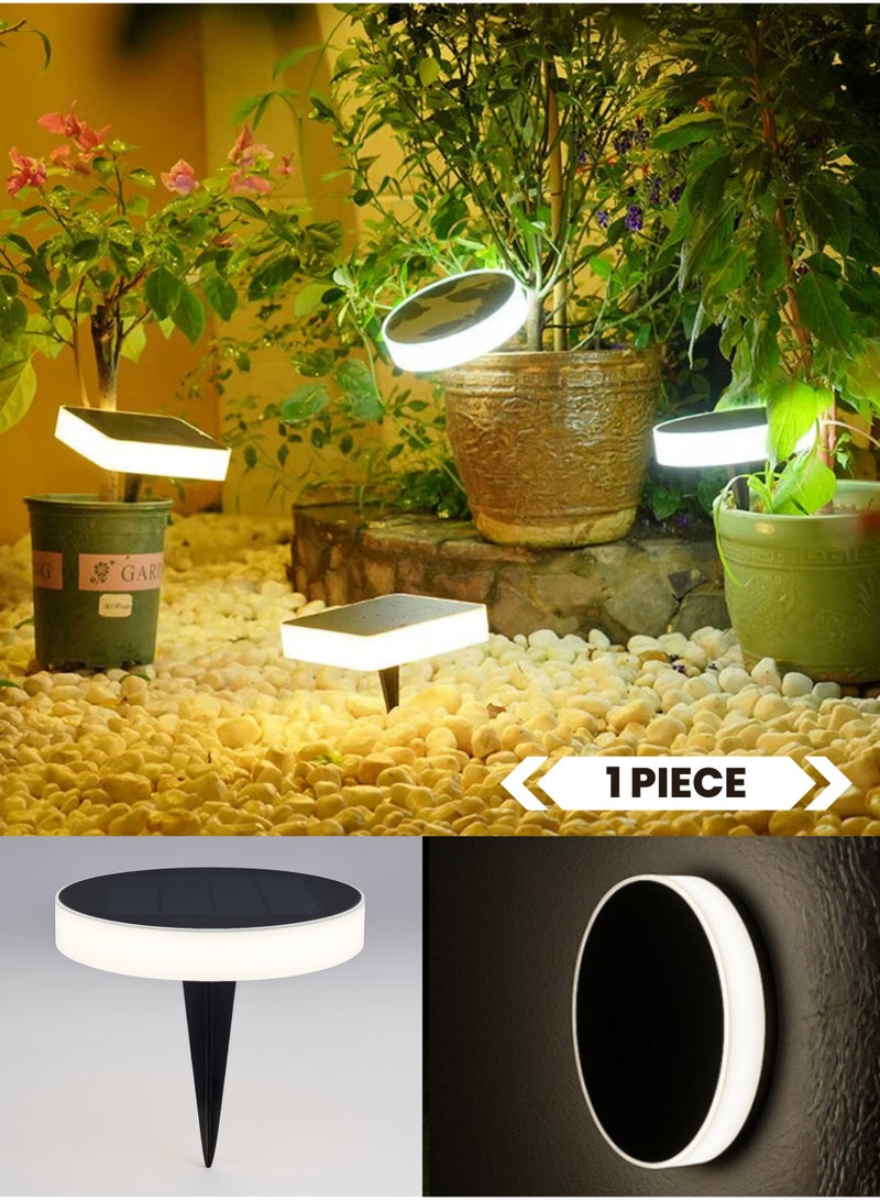 Vmax 1-Pack Solar Pathway Light Outdoor Cool White Round LED Garden Lamp, Waterproof Spike & Wall Mount Design for Walkway, Patio, Fence & Landscape Lighting - Image 1