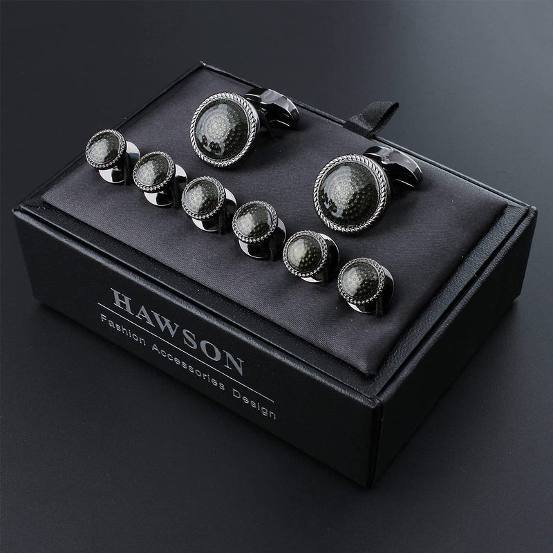 HAWSON Mens Cufflinks and Tuxedo Studs Set in Gift Box, Easy to Wear, Gifts or Jewelry for Men, Wedding Accessories, Designed by HAWSON. - Image 5