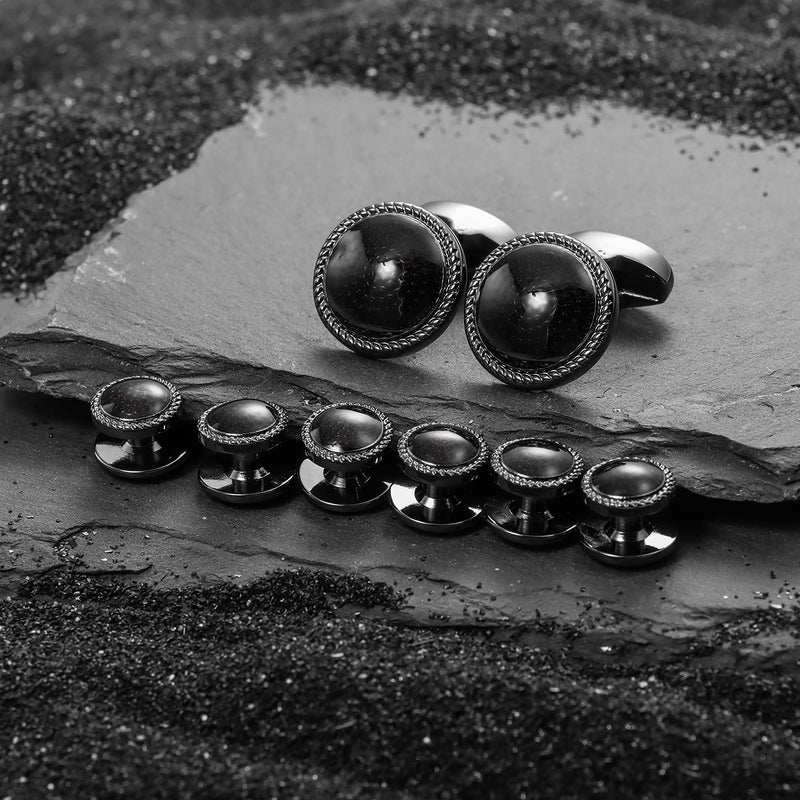 HAWSON Mens Cufflinks and Tuxedo Studs Set in Gift Box, Easy to Wear, Gifts or Jewelry for Men, Wedding Accessories, Designed by HAWSON. - Image 3