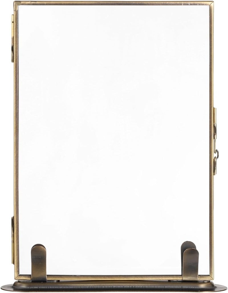 Antique Floating Glass Frame with Metal Stand, Tabletop Double Glass Holder for Pressed Plants & Photos, Decorative Office Display - Image 3