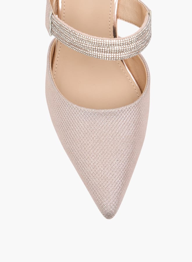 Flora Bella By Shoexpress Womens Embellished Pointed Toe Mules With Flared Heels  - Image 4
