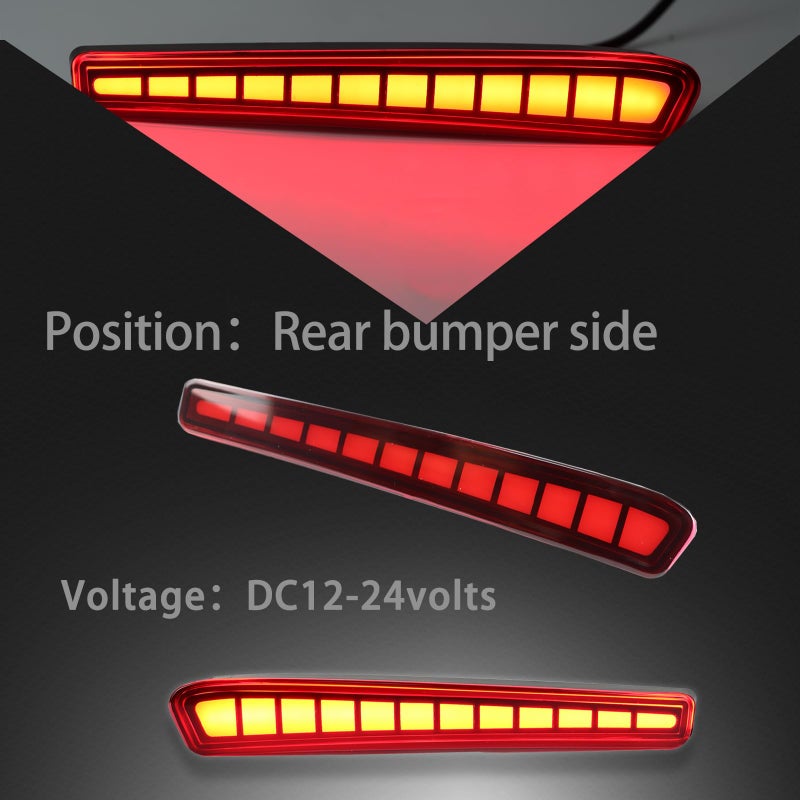 ZDEERAOTO 2PC Rear Bumper Reflectors Light,Brake Tail Light Lamps Compatible with Toyota Corolla 2020-2025 LE SE XSE XLE,Amber LED Reflector Turn Signal Lights Kit (RED) - Image 5