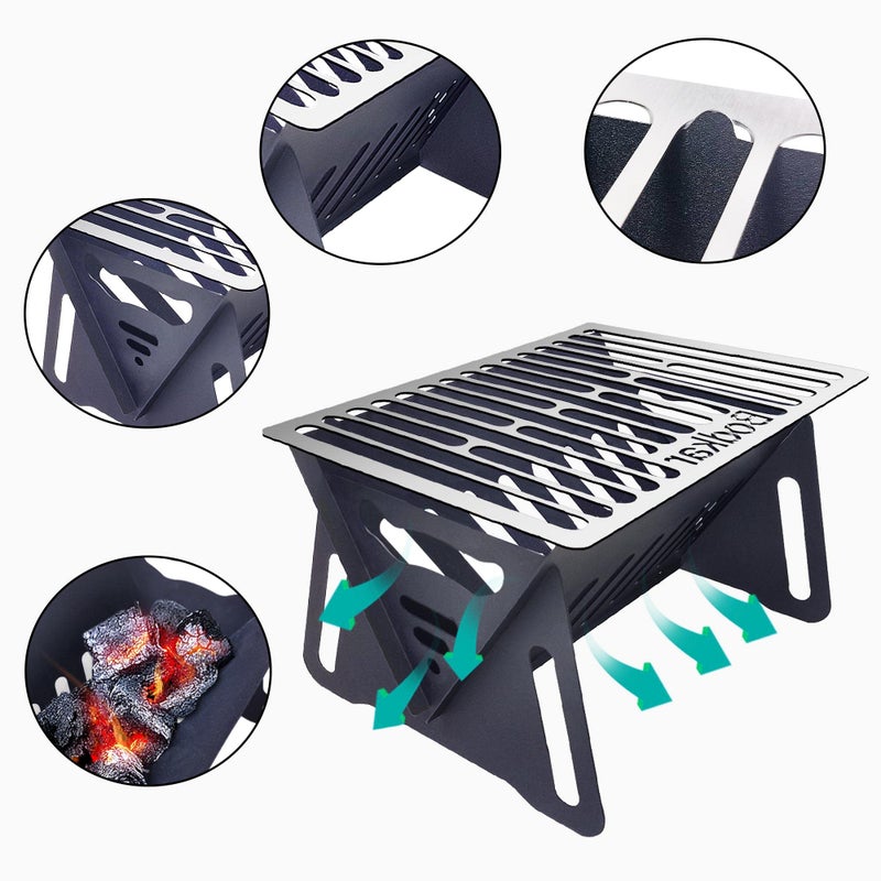 Bodkar Charcoal Grill, Portable BBQ Smoker - Lightweight Tabletop Outdoor Grill for Camping, Picnics, Garden, Beach Parties - 6"*4.6"*4.9 - Image 5