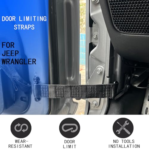 ROMASO Adjustable Door Strap for Jeep Door Check Straps for Jeep Wrangler CJ YJ TJ JK JKU JL JLU Heavy Duty Door Limiting Check Strap,Black(Pack of 2) - Image 2